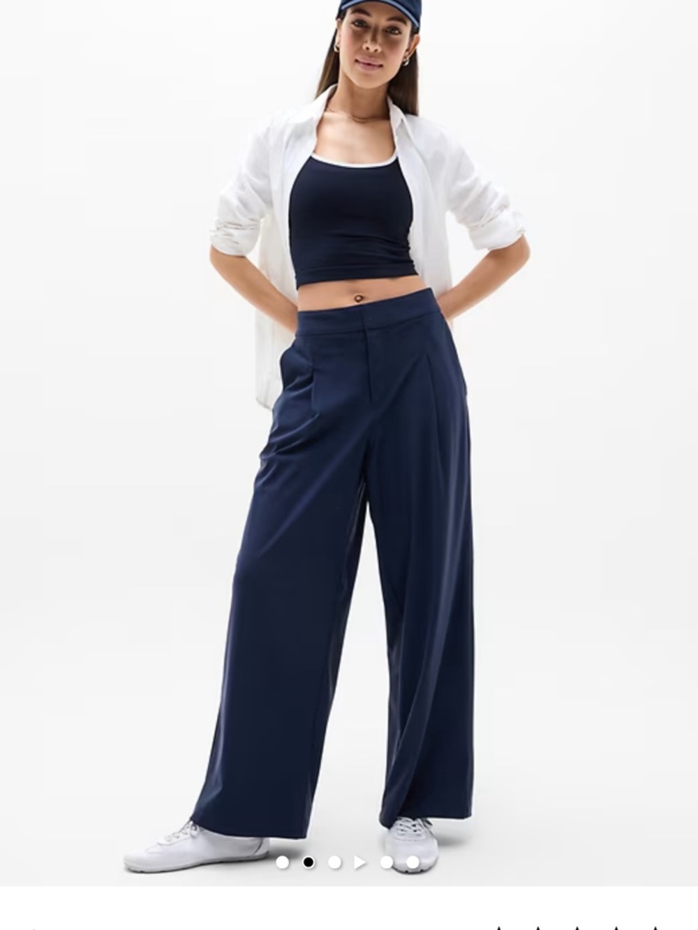 Athleta Pinnacle High Rise Trouser - Navy Wide-Leg Pull-On Pants